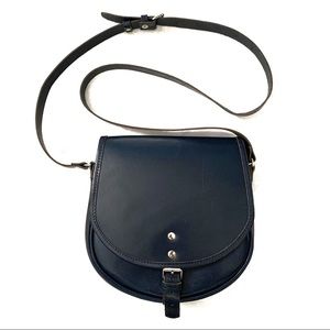 Swedish Hasbeens leather saddle blue crossbody bag